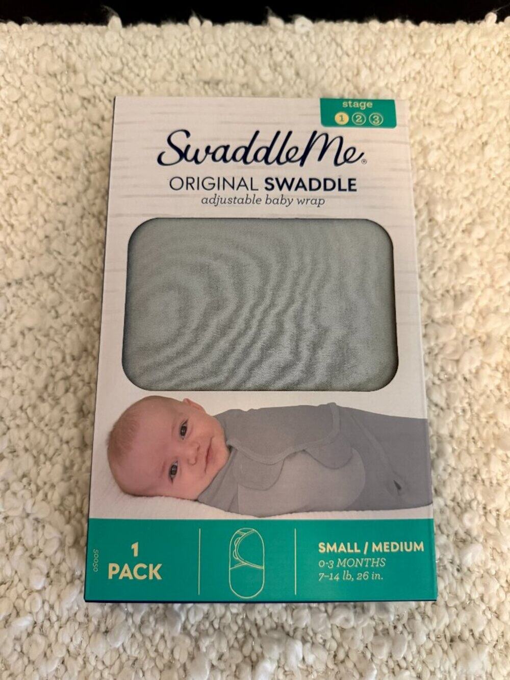NIB SwaddleMe Infant Gray Unisex Swaddler Size 1 - S/M